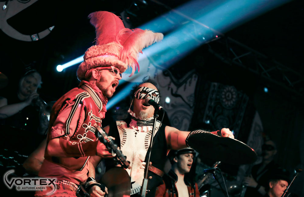 Photos of Portland's Masquerade Ball featuring MarchFourth Marching