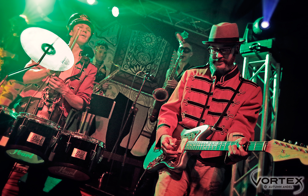 Photos of Portland's Masquerade Ball featuring MarchFourth Marching