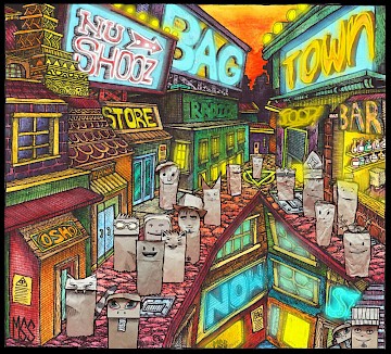 'BagTown' album art by the couple's son Malcolm Smith