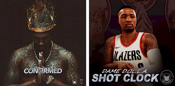 Left: "I wanted the cover to pay homage to some of my favorite artists," Lillard explains on Instagram. "Crown: Biggie; Prayer hands: Pac; Gold rope and Rolex: Nas; Highlighting my chest tattoo: for the art culture and community in Oakland." Right: "Shot Clock" was originally produced as a hidden track on NBA 2K18, but due to its popularity, it's now streaming everywhere—including below.