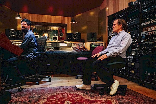 Tucker Martine and his father Layng Martine Jr. at Flora Recording & Playback in 2015